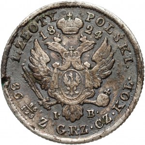 Kongresové kráľovstvo, Alexander I, 1 zloty 1824 IB, Varšava, vzácny ročník