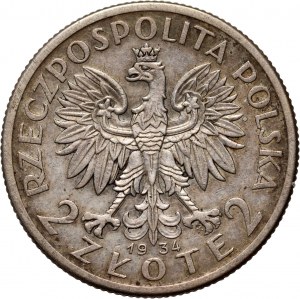 II RP, 2 zlotys 1934, Varsovie, Tête de femme