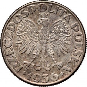 II RP, 2 zloty 1936, Varsavia, Nave a vela