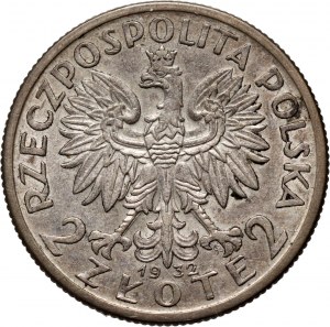 II RP, 2 zloté 1932, Varšava, hlava ženy