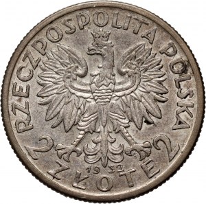 II RP, 2 Zloty 1932, Warschau, Kopf einer Frau