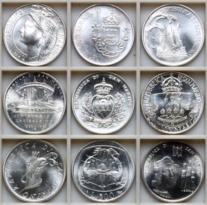 San Marino, 500 lira -set of 9 pieces