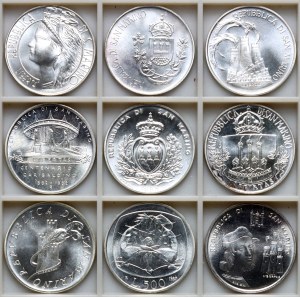 San Marino, 500 lire - set di 9 pezzi