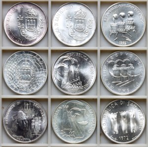 San Marino, 500 lira -set of 9 pieces