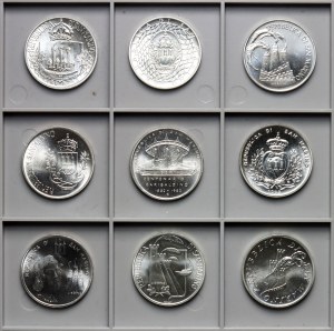 San Marino, 1000 lira -set of 9 pieces