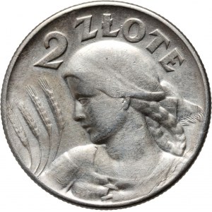 II RP, 2 Zloty 1925 ohne Punkt, Philadelphia, Harvester