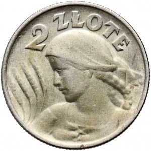 II RP, 2 złote 1924, Filadelfia, Żniwiarka, ODWROTKA