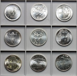 San Marino, 1000 lira -set of 9 pieces