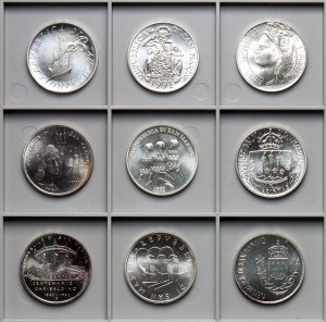 San Marino, 1000 lira -set of 9 pieces