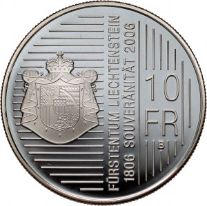 Liechtenstein, Giovanni Adamo II, 10 franchi 2006 B, Berna, 200 anni di sovranità