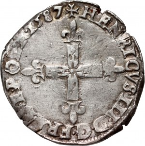 Enrico III di Valois, 1/4 ecu 1587