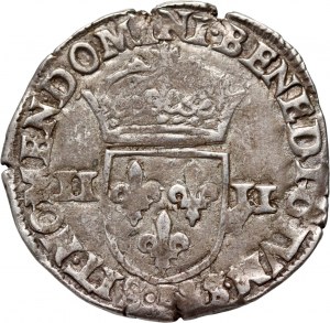 Henri III de Valois, 1/4 écu 1587