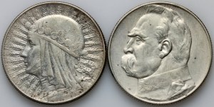 II RP, 5 zlotys 1934, Tête de femme, 5 zlotys 1936, Józef Piłsudski