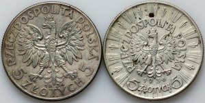 II RP, 5 zloty 1934, Testa di donna, 5 zloty 1936, Józef Piłsudski