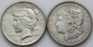 USA, 1921 Dollar, Morgan, 1924 Dollar, Peace