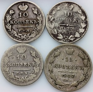 Russland, Kursmünzensatz 1813-1902, (4 Stück)