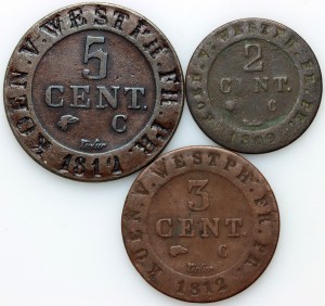 Germania, Vestfalia, Gerolamo Napoleone, set di monete 1809-1812, (3 pezzi)