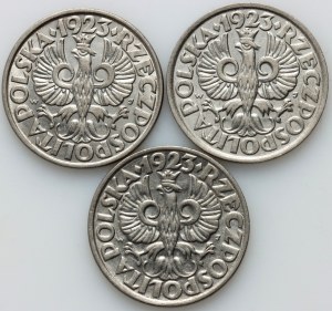 II RP, ensemble de pièces 20 groszy 1923, (3 pièces)
