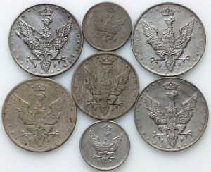Regno di Polonia, serie di monete 1917-1918, (7 pezzi)