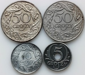 Generální ředitelství, sada mincí 1923-1939, (4 ks)