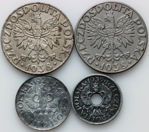 Generální ředitelství, sada mincí 1923-1939, (4 ks)