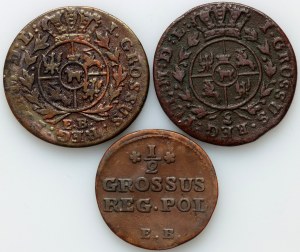 Stanislaw August Poniatowski, serie di monete 1769-1783, (3 pezzi)