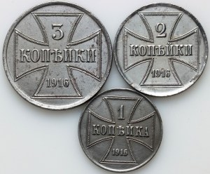 OST, zestaw monet z 1916 roku, (3 sztuki)