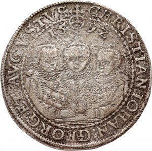 Deutschland, Sachsen, Krystian II, Johann Georg I und Augustus, Taler 1592 HB, Dresden