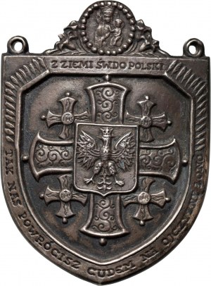 Silver guttergraph, Votum with Jerusalem Cross and Polish Eagle