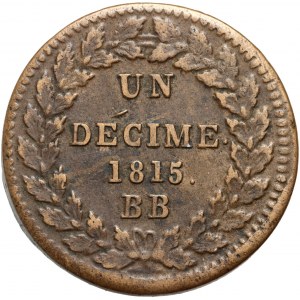 France, Louis XVIII, 10 centimes 1815 BB, Strasbourg