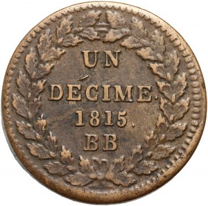 Francia, Luigi XVIII, 10 centesimi 1815 BB, Strasburgo