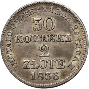 Russische Teilung, Nikolaus I., 30 Kopeken = 2 Zloty 1836 MW, Warschau