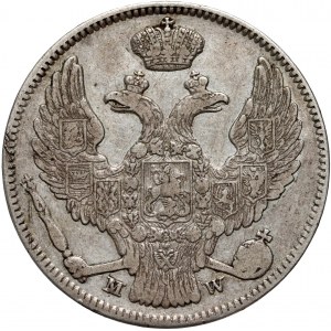 Russische Teilung, Nikolaus I., 30 Kopeken = 2 Zloty 1837 MW, Warschau - gerader Adlerschwanz