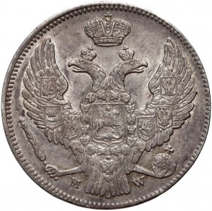 Russische Teilung, Nikolaus I., 30 Kopeken = 2 Zloty 1839 MW, Warschau - Schwanz des Adlers gerade, längere mittlere Feder