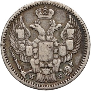 Russische Teilung, Nikolaus I., 20 Kopeken = 40 Grosze 1850 MW, Warschau - ohne Beeren am Doppelband