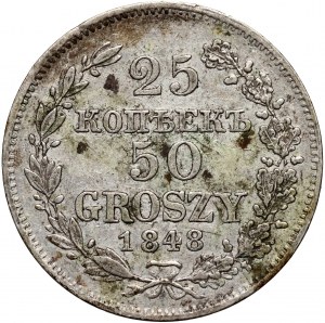 Ruské dělení, Mikuláš I., 25 kopějek = 50 grošů 1848 MW, Varšava