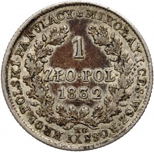 Kongress Königreich, Nikolaus I., 1 Zloty 1832 KG, Warschau - kleiner Kopf