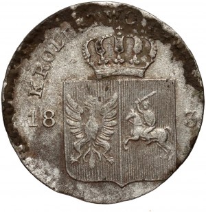 Insurrezione di novembre, 10 groszy 1831 KG, Varsavia - zampe d'aquila storte, corona larga, ghianda a sinistra sopra la corona di fiori.