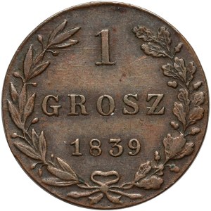 Królestwo Kongresowe, Mikołaj I, 1 grosz 1839 MW, Warszawa - mniejsze cyfry w dacie