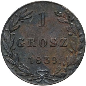 Królestwo Kongresowe, Mikołaj I, 1 grosz 1839 MW, Warszawa - kropka po dacie