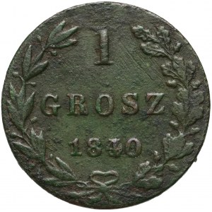 Kongress Königreich, Nikolaus I., 1 Groschen 1840/39 MW, Warschau - gestanztes Datum