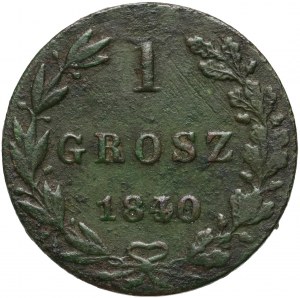 Kongresové kráľovstvo, Mikuláš I., 1 grosz 1840/39 MW, Varšava - vyrazený dátum