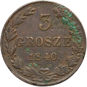 Russische Teilung, Nikolaus I., 3 Pfennige 1840 MW, Warschau - Punkt nach Datum