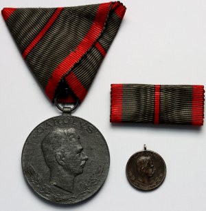 Österreich, Karl I., Verwundetenmedaille für 1 Verwundung, mit Miniatur und Band