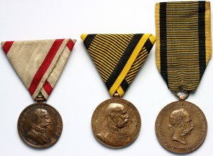 Austria-Hungary, set of 3 medals