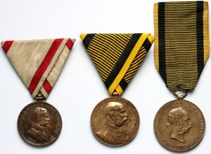 Austro-Węgry, zestaw 3 sztuk medali
