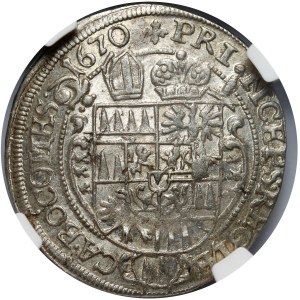 Autriche, Olomouc, Charles II Liechtenstein, 3 krajcars 1670