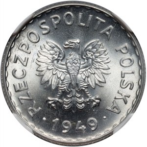 République populaire de Pologne, 1 zloty 1949, aluminium