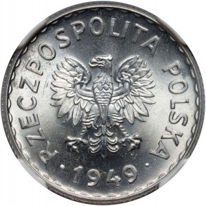 République populaire de Pologne, 1 zloty 1949, aluminium