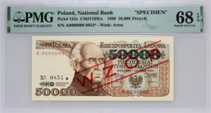 PRL, 50000 Zloty 1.12.1989, MODELL, Nr. 0854, Serie A